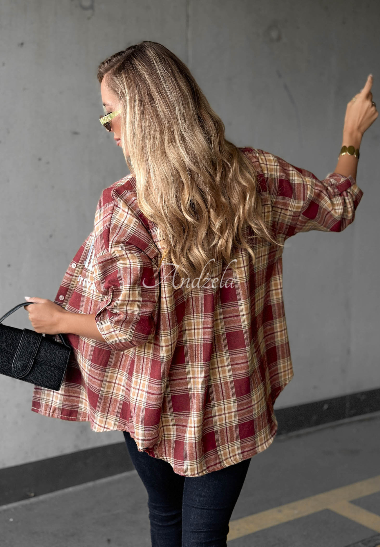 Oversize-Baumwollhemd mit kariertem Muster und Aufdruck The Gre Rot