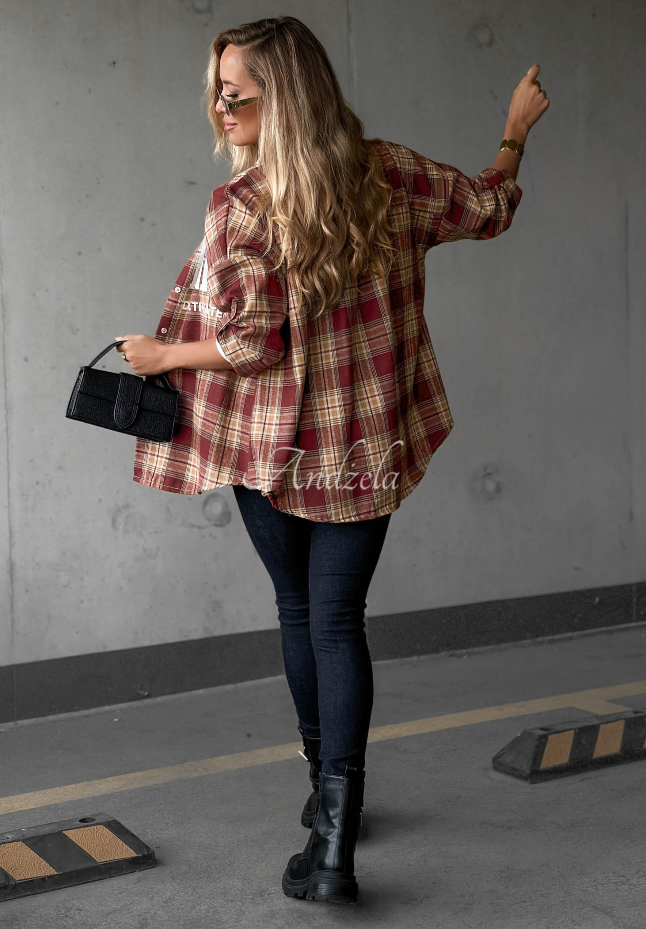 Oversize-Baumwollhemd mit kariertem Muster und Aufdruck The Gre Rot