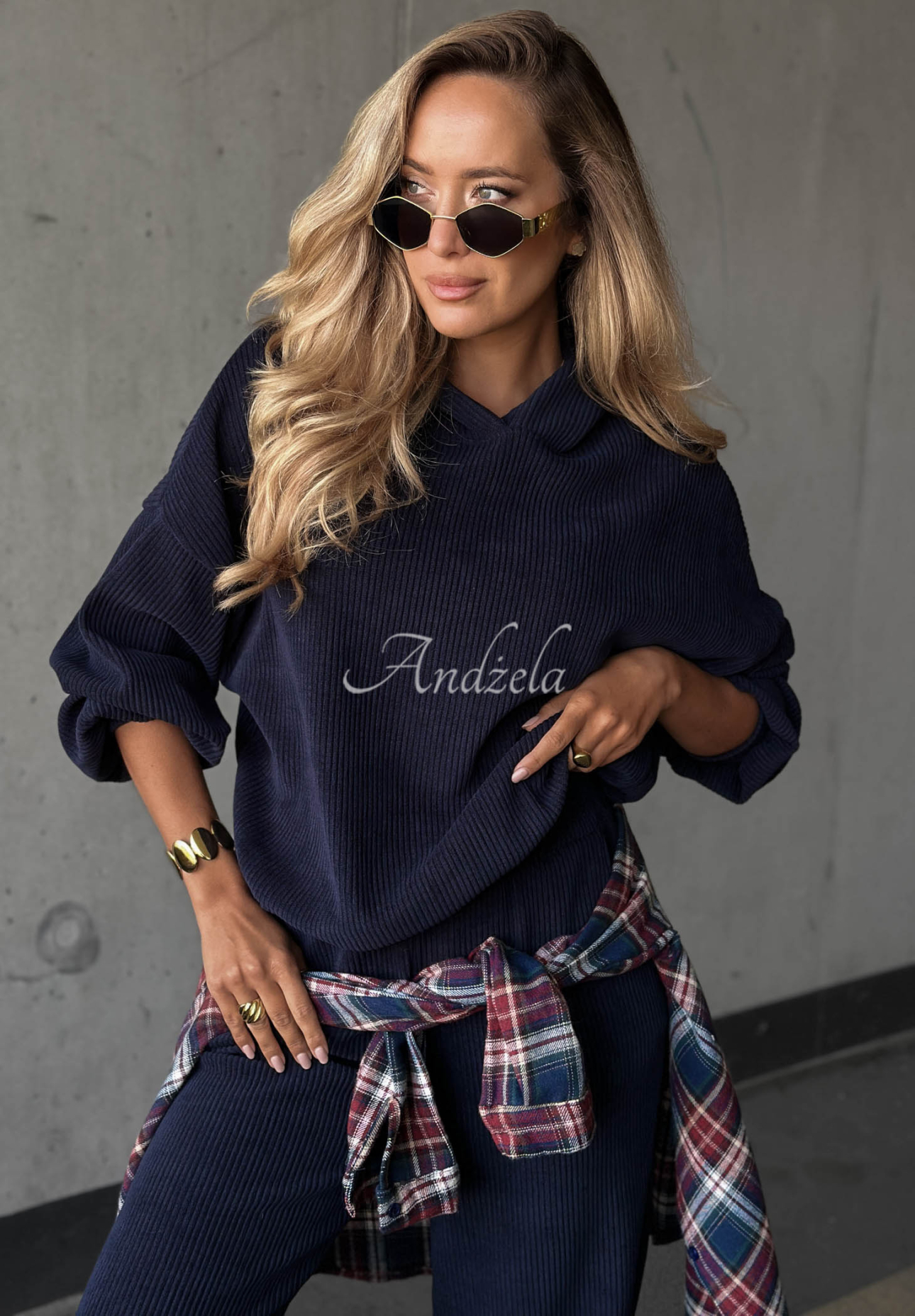 Cord-Set Sweatshirt mit Kapuze und Hose aus Baumwolle Quiet Confidence Dunkelblau