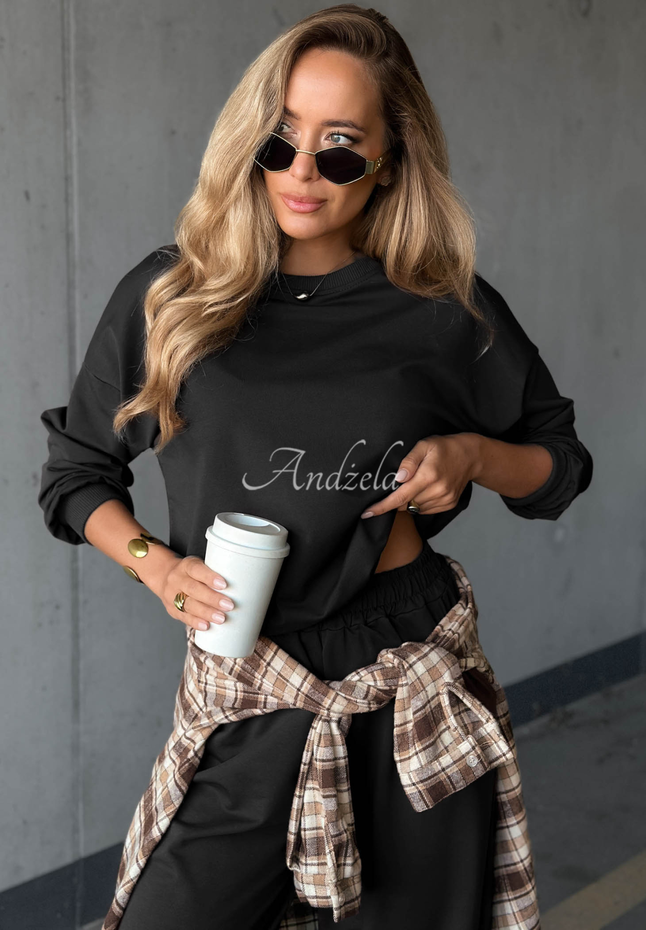 Trainingsanzug-Set aus Baumwolle: Sweatshirt und Hose Simple Moments Schwarz