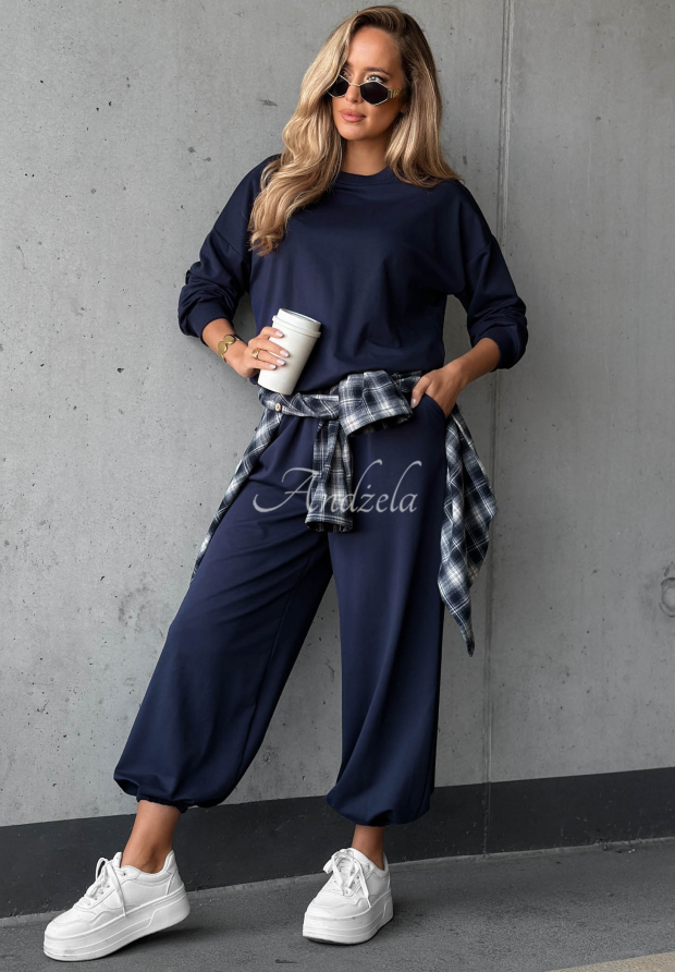 Trainingsanzug-Set aus Baumwolle: Sweatshirt und Hose Simple Moments Dunkelblau