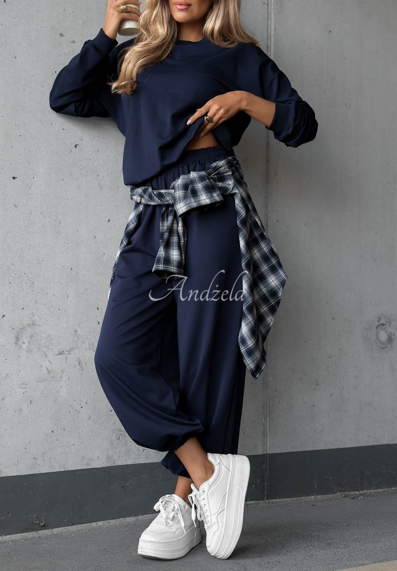 Trainingsanzug-Set aus Baumwolle: Sweatshirt und Hose Simple Moments Dunkelblau