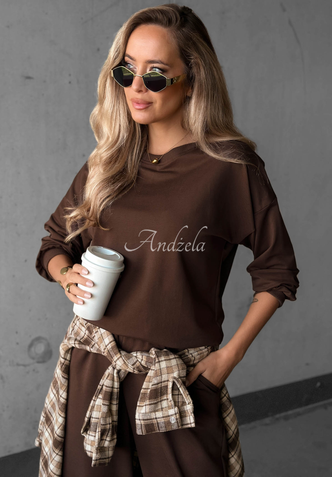 Trainingsanzug-Set aus Baumwolle: Sweatshirt und Hose Simple Moments Schokoladenbraun
