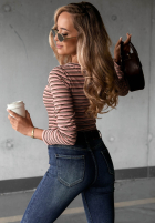 Bluse longsleeve w paski z szerokim dekoltem Cloudy Whisper Puderrosa
