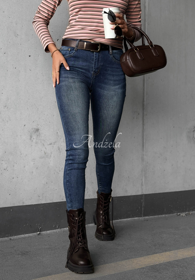 Skinny Jeans mit G&uuml;rtel Worth Knowing Blau