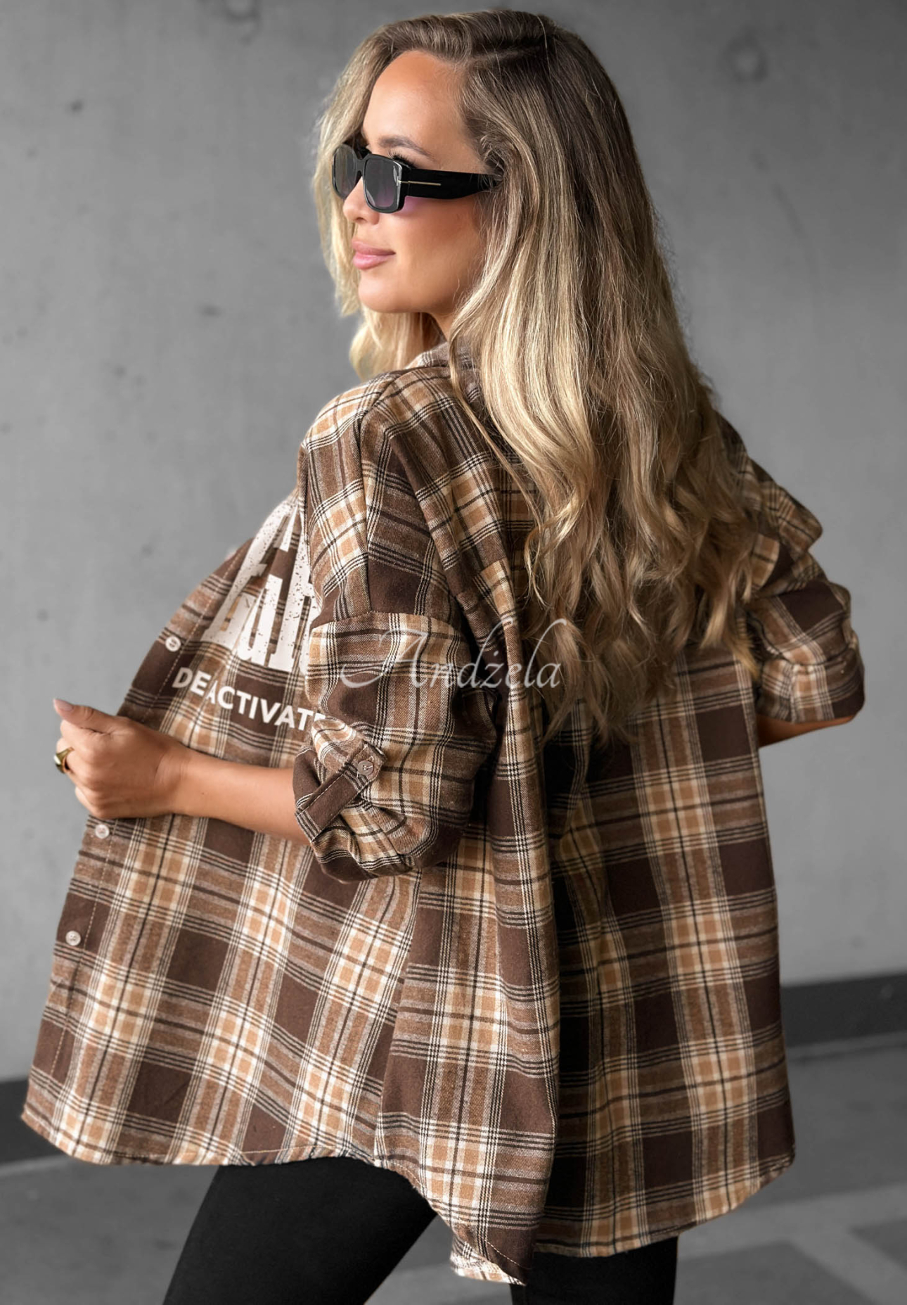 Oversize-Baumwollhemd mit kariertem Muster und Aufdruck The Gre Schokoladenbraun