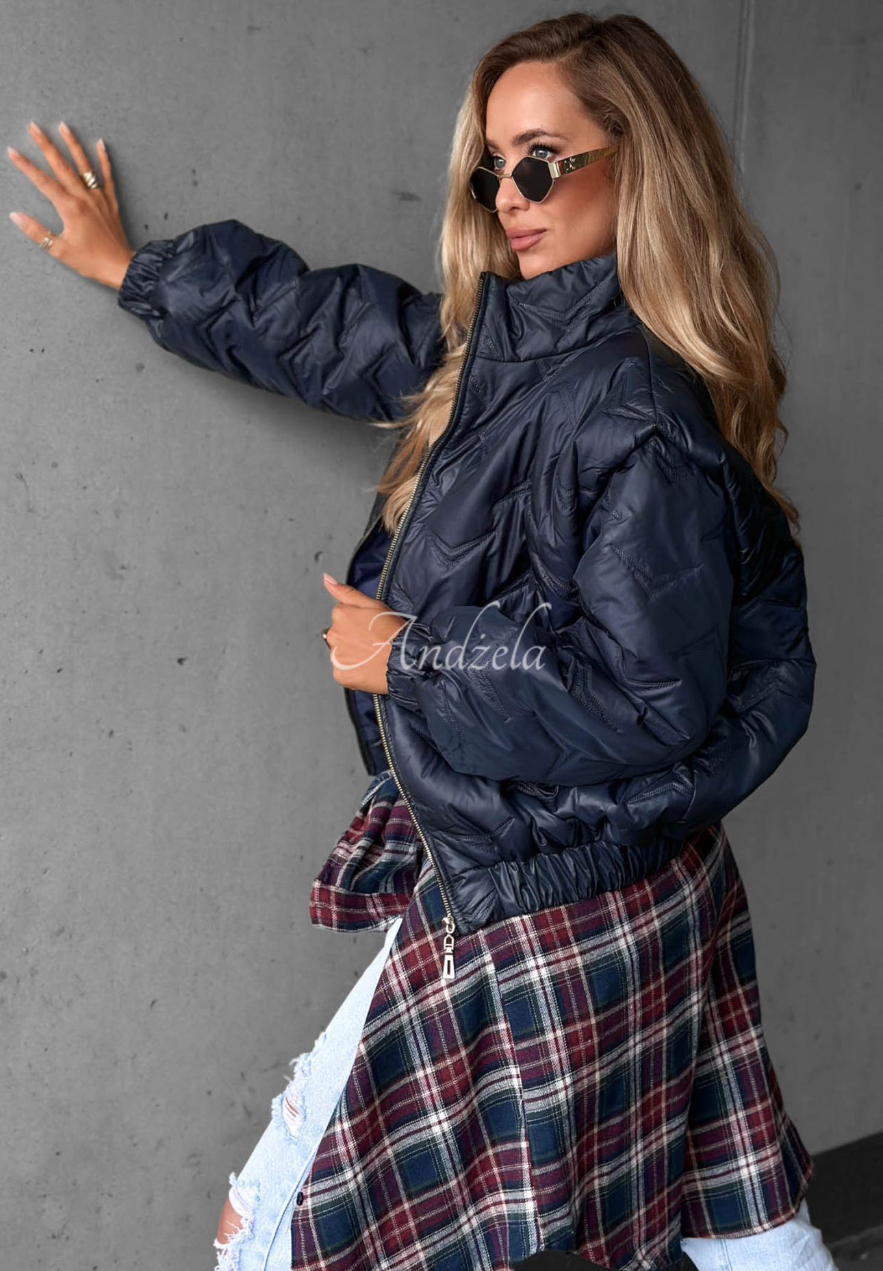 Kurze, gesteppte Bomberjacke Drizzle Days Dunkelblau
