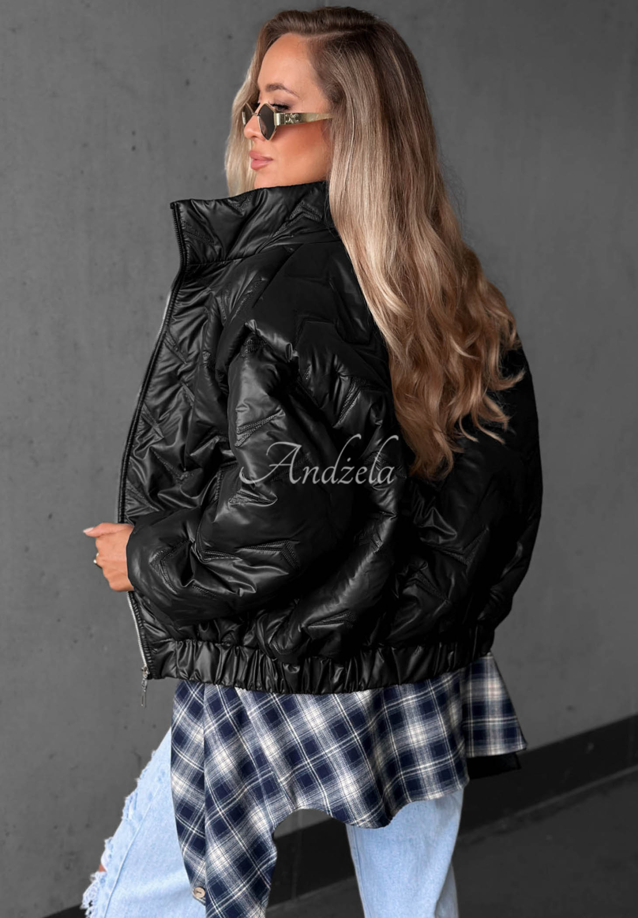 Kurze, gesteppte Bomberjacke Drizzle Days Schwarz