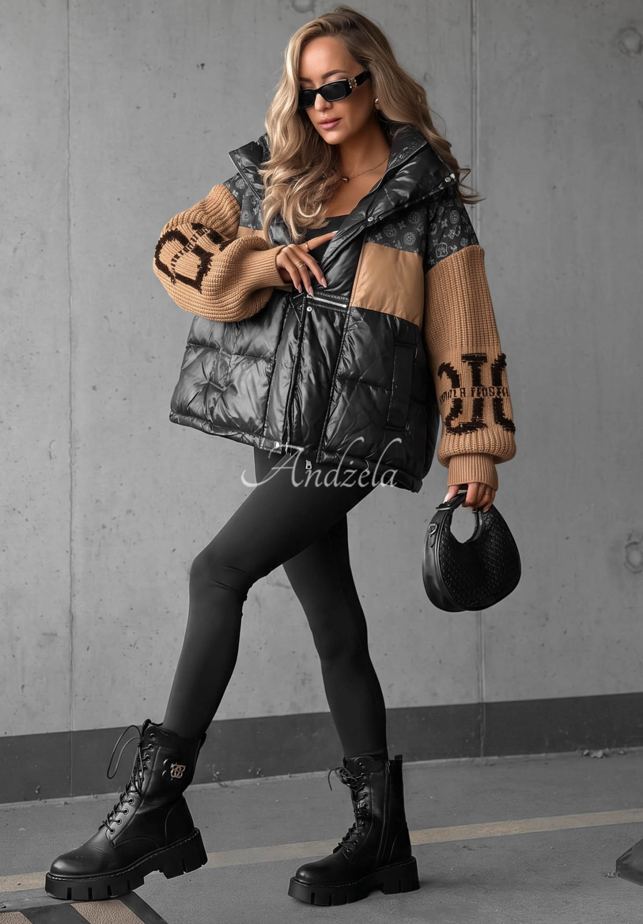 Daunenjacke Cold Hands schwarz-camel