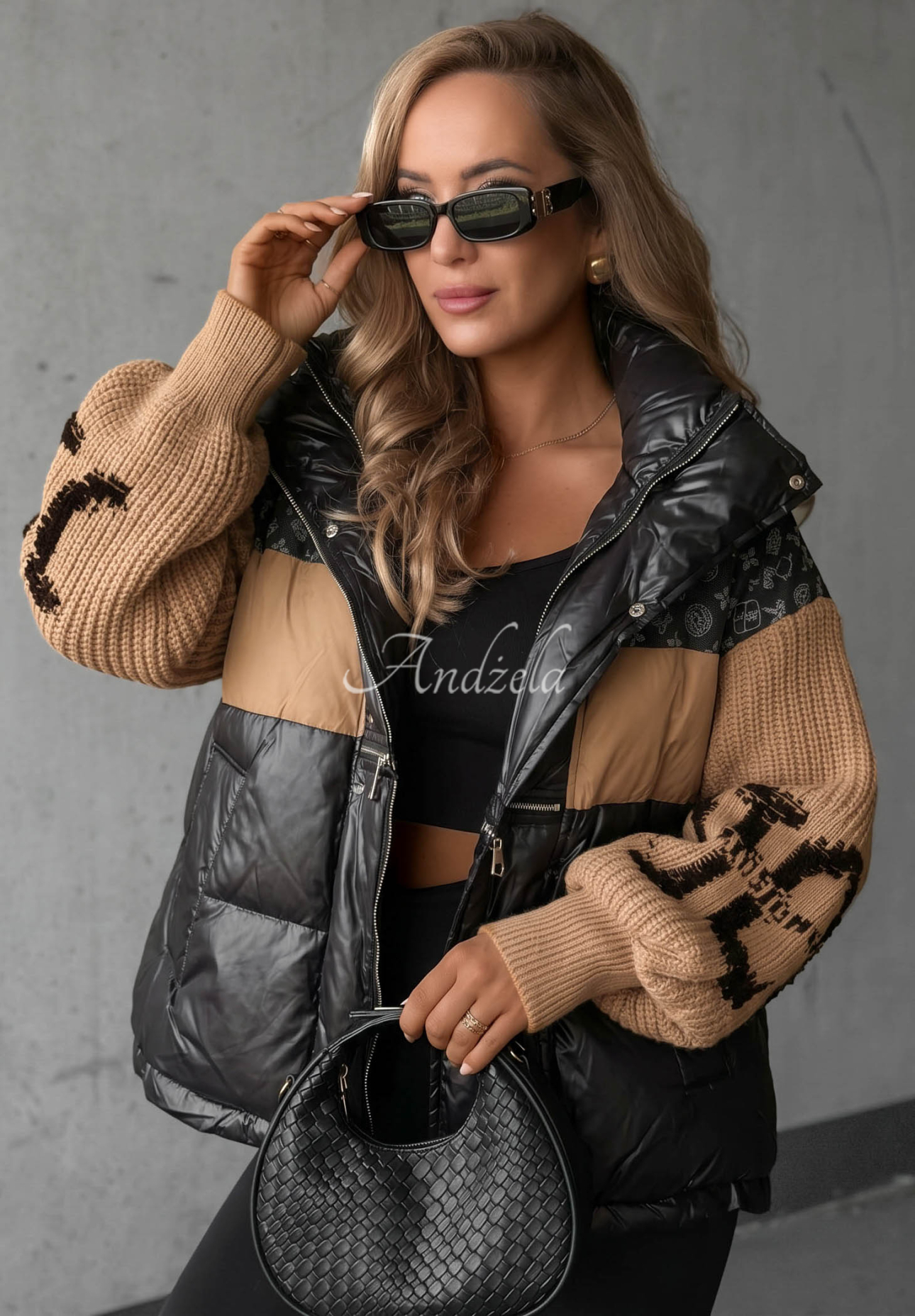 Daunenjacke Cold Hands schwarz-camel