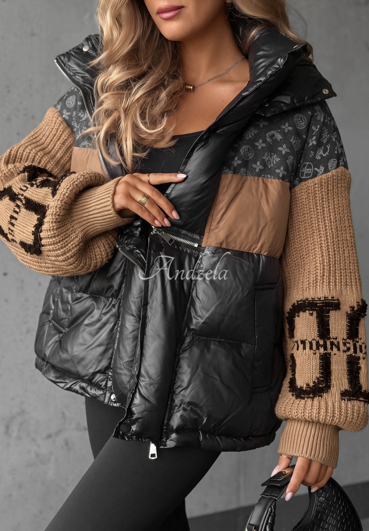Daunenjacke Cold Hands schwarz-camel