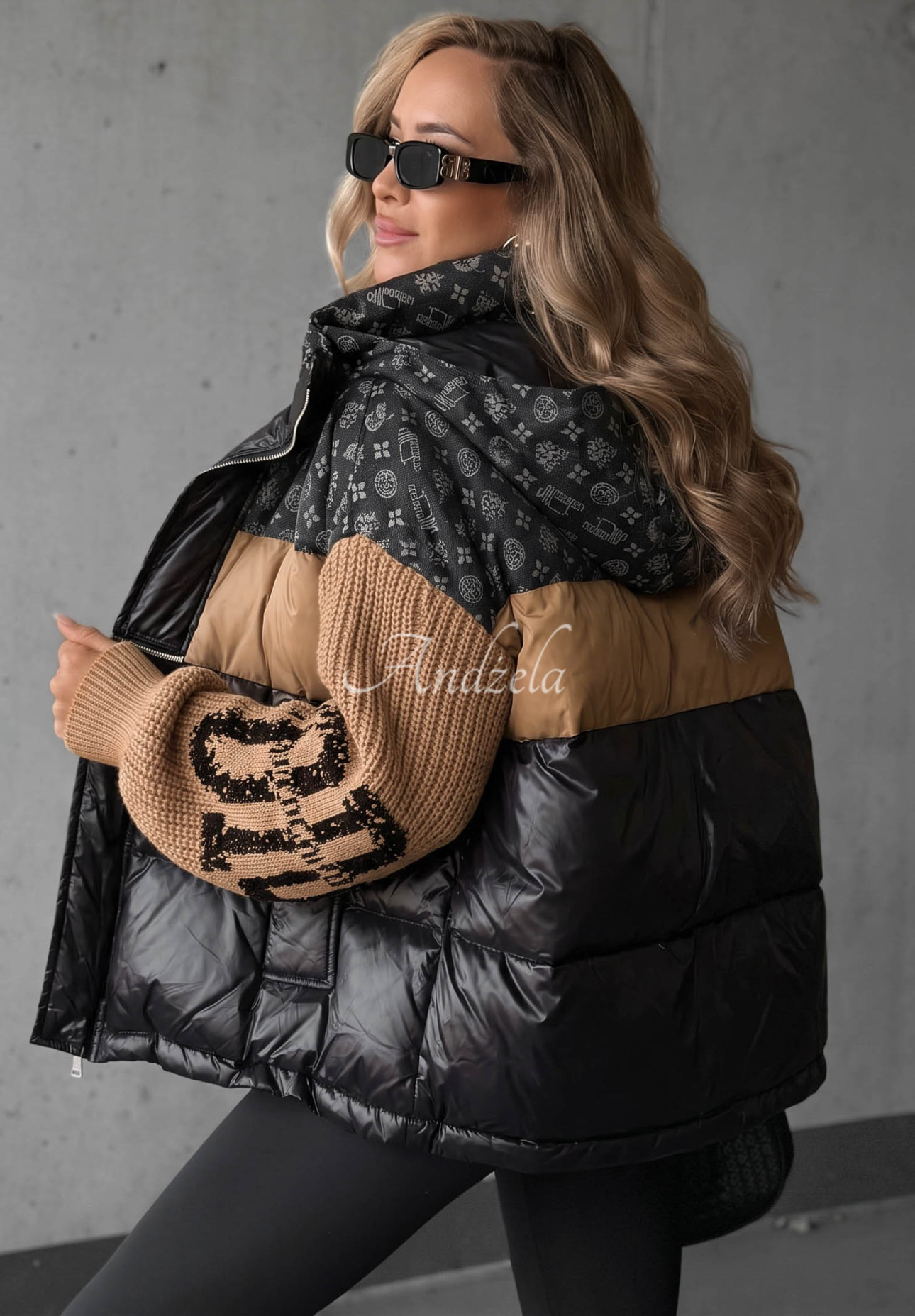 Daunenjacke Cold Hands schwarz-camel