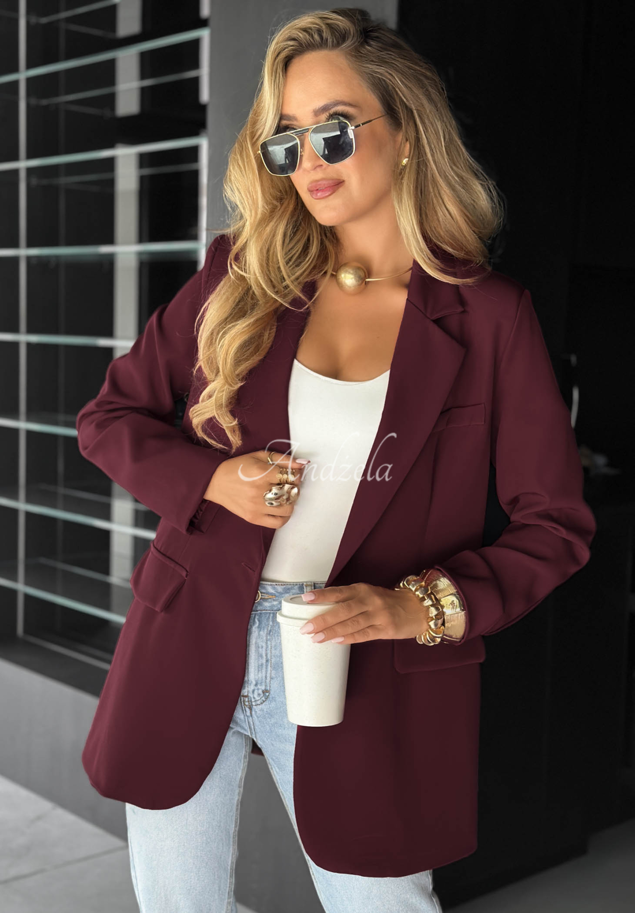 Oversize Blazer Best Version Burgunderrot