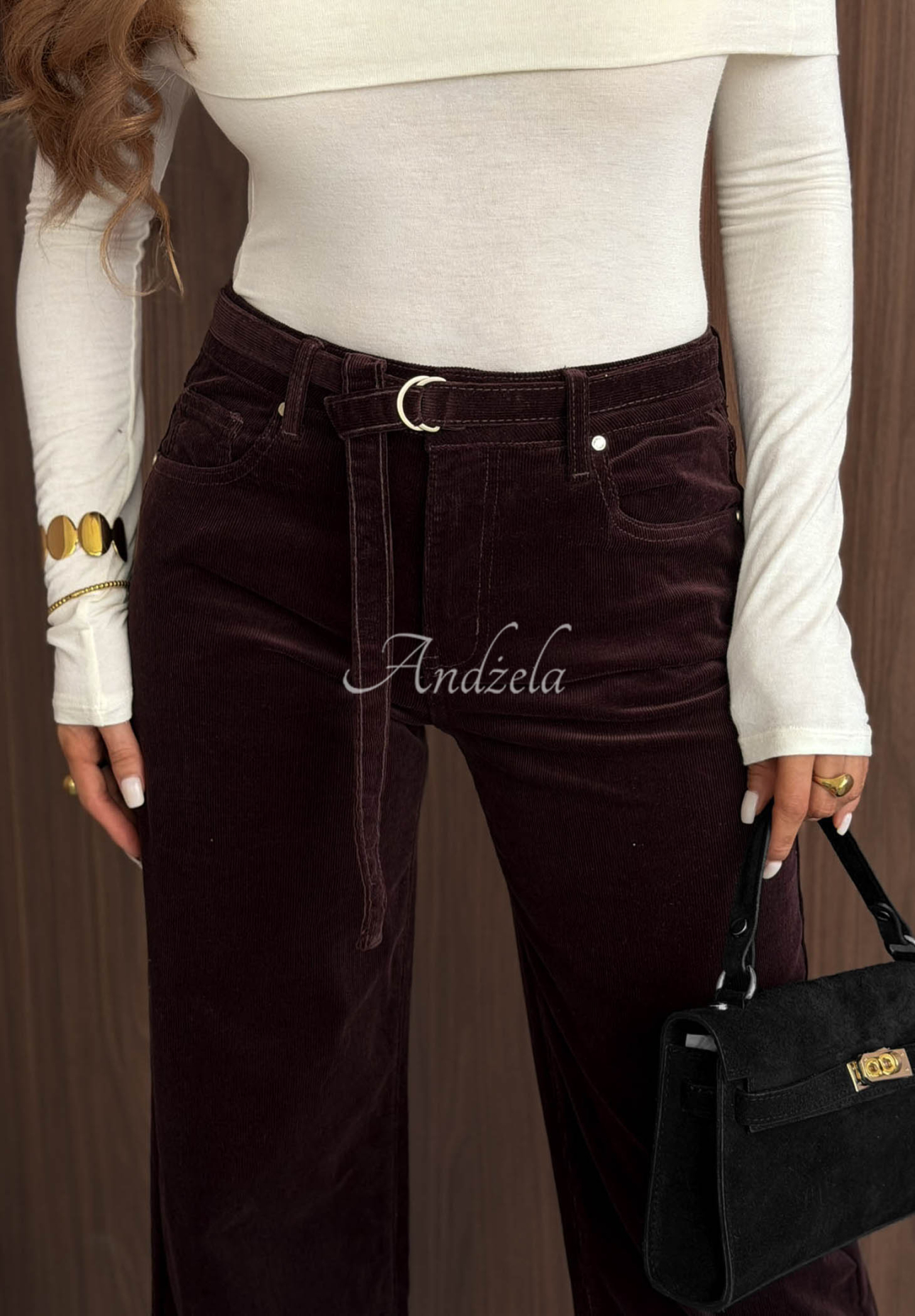 Cordhose mit Gürtel Everyday Icons Schokoladenbraun