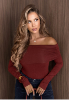 Bluse longsleeve z odkrytymi ramionami Rain Romance Ecru