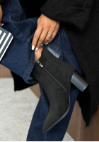 zamszowe Stiefeletten z noskiem w szpic Spiced Latte Schwarz
