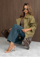 Skórzana  Jacke ze ściągaczem Amber Mood Olivgrün