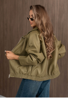 Skórzana  Jacke ze ściągaczem Amber Mood Olivgrün