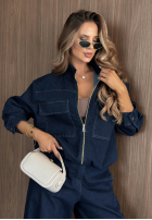 Jeans Jacke bomberka Autumn Rituals Dunkelblau