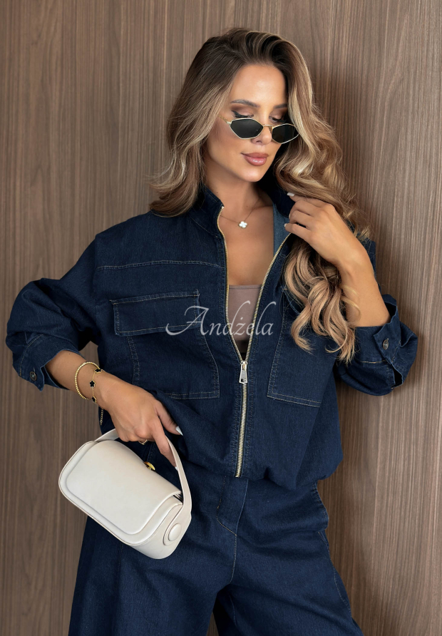 Oversize Jeansjacke Autumn Rituals dunkelblau