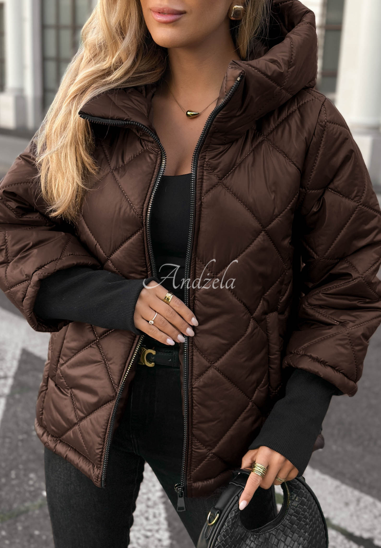 Steppjacke mit Kapuze Rainy Sunday Schokoladenbraun