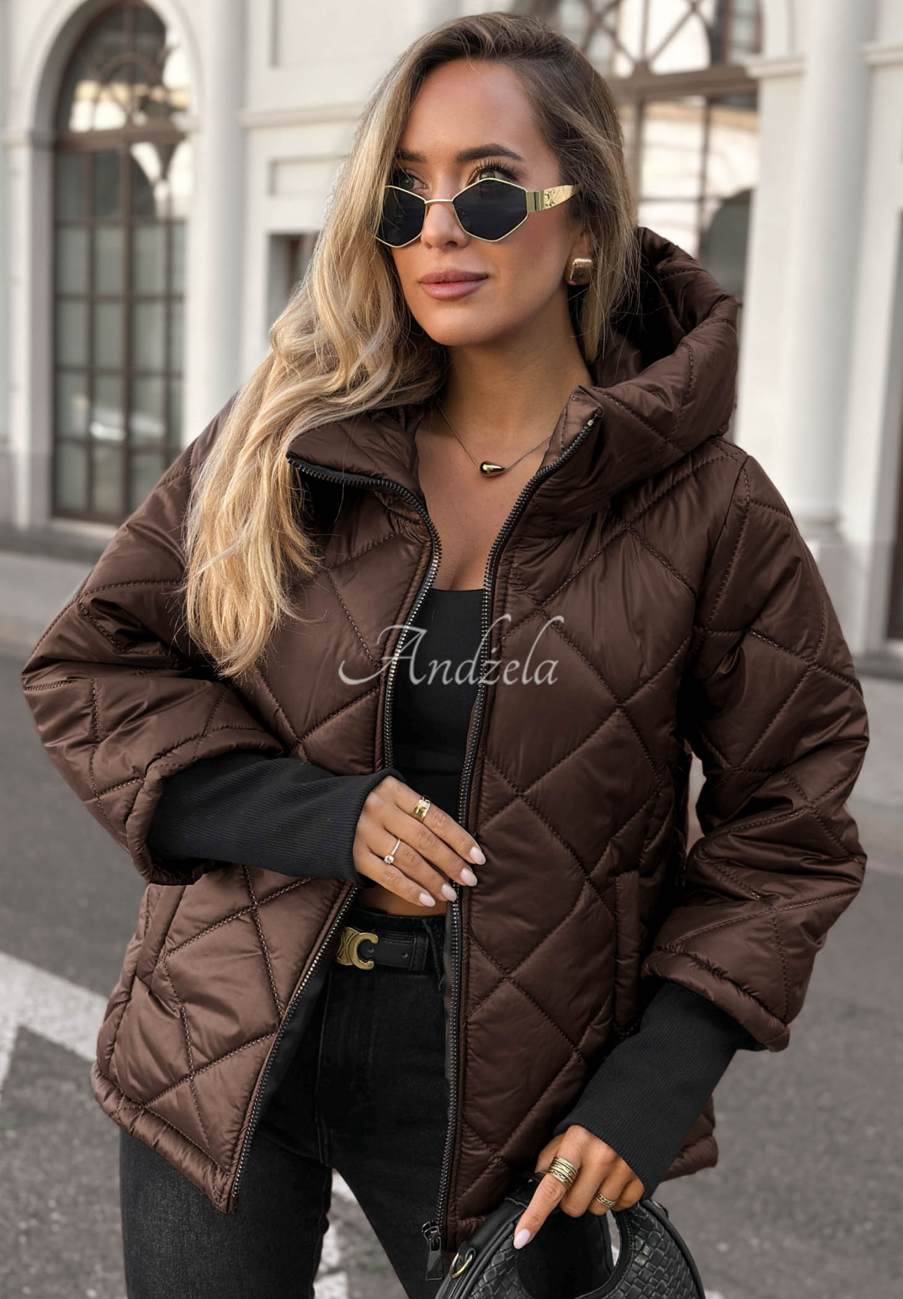 Steppjacke mit Kapuze Rainy Sunday Schokoladenbraun
