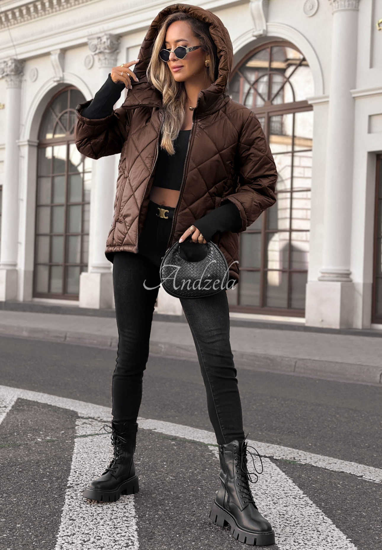 Steppjacke mit Kapuze Rainy Sunday Schokoladenbraun
