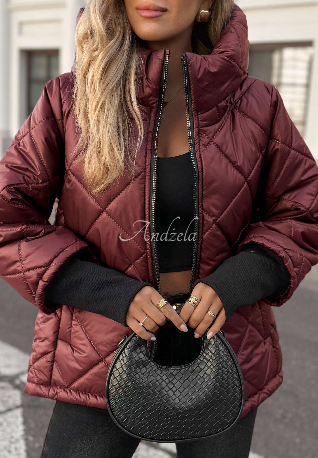 Steppjacke mit Kapuze Rainy Sunday Burgunderrot