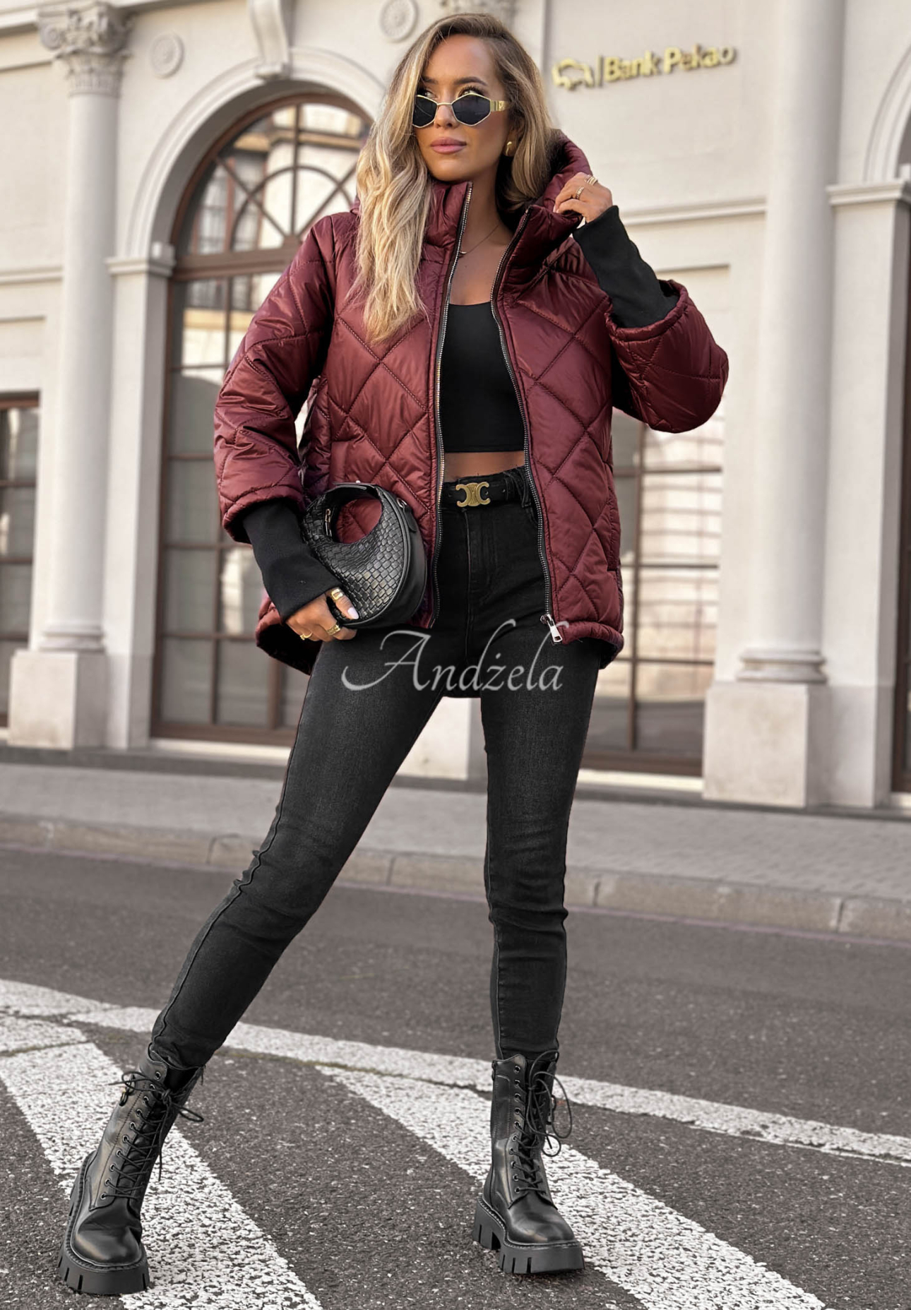 Steppjacke mit Kapuze Rainy Sunday Burgunderrot