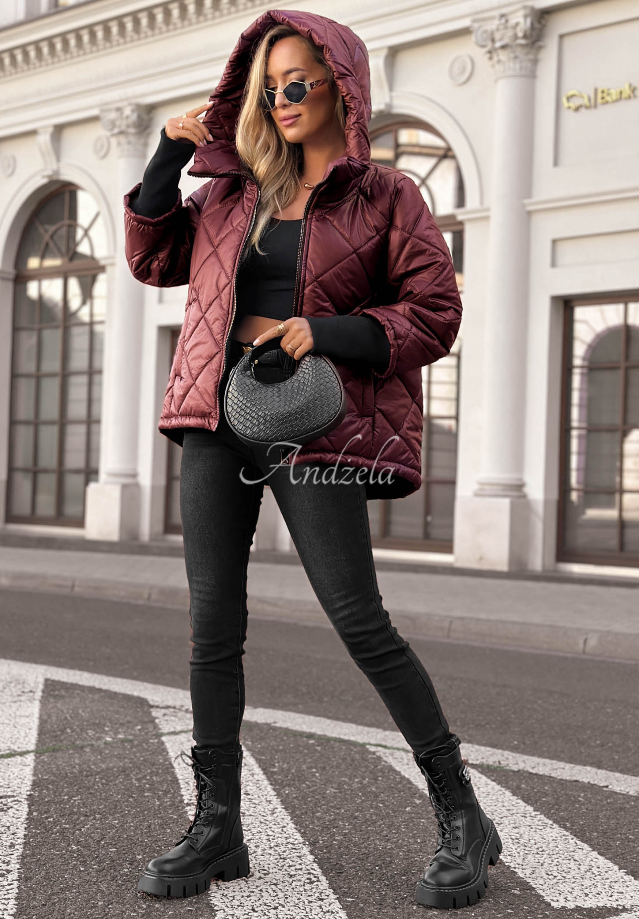 Steppjacke mit Kapuze Rainy Sunday Burgunderrot