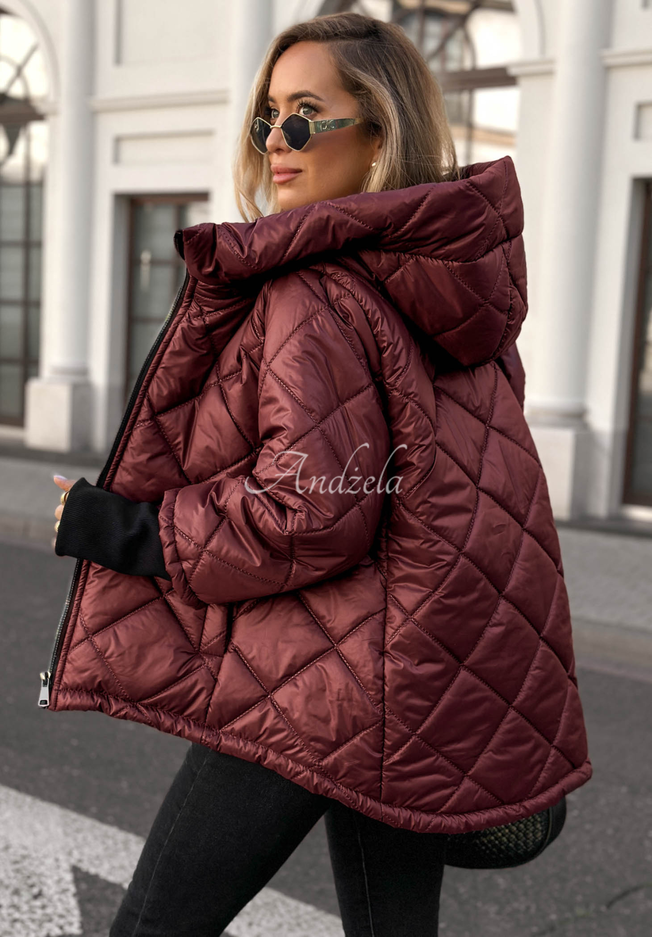 Steppjacke mit Kapuze Rainy Sunday Burgunderrot