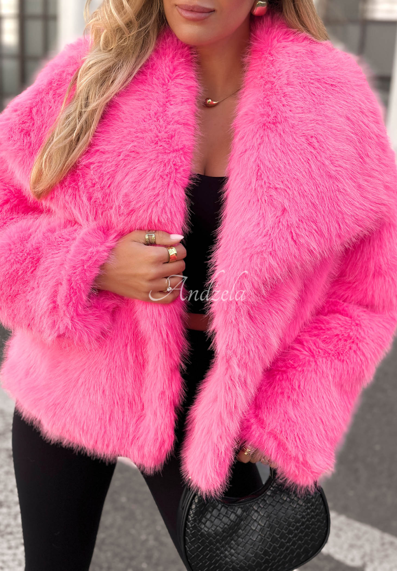 Kurzer Pelzmantel mit Kragen Soft October Rosa