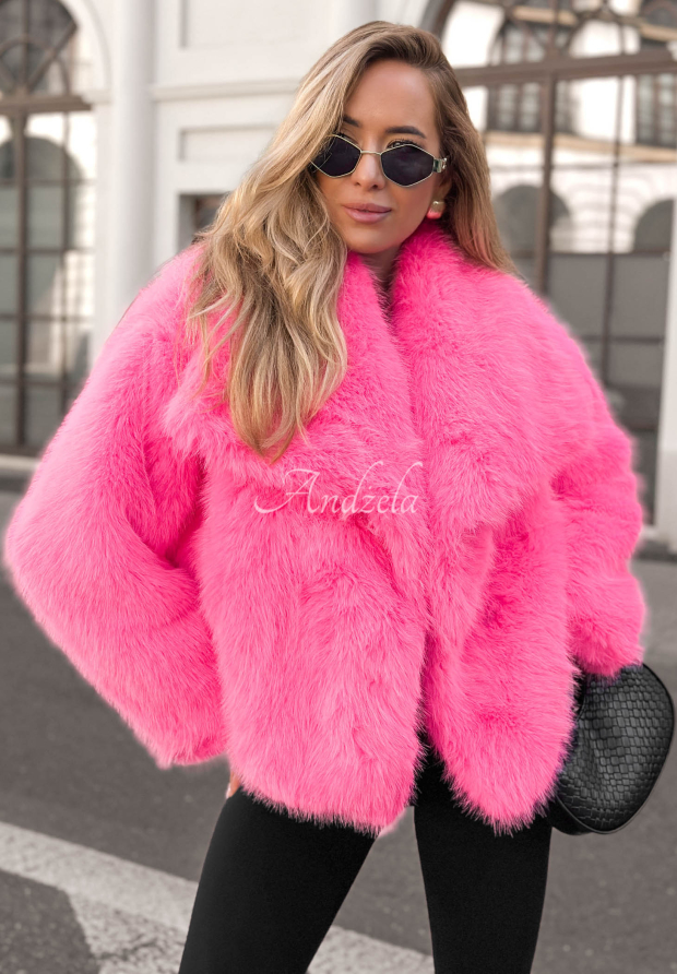 Kurzer Pelzmantel mit Kragen Soft October Rosa