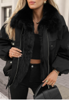 Krótka Jacke parka z futerkiem Cold North Schwarz