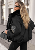 Krótka Jacke parka z futerkiem Cold North Schwarz