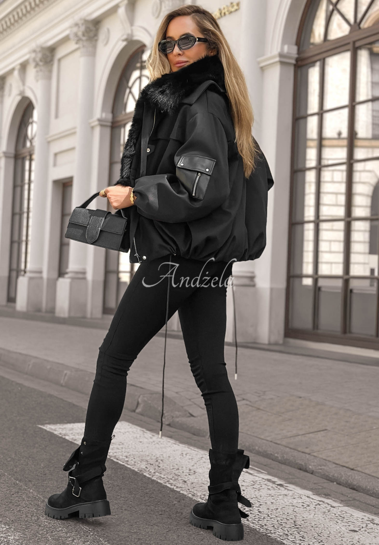 Kurzer Parka mit Pelz Cold North Schwarz
