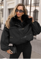 Krótka Jacke parka z futerkiem Cold North Schwarz