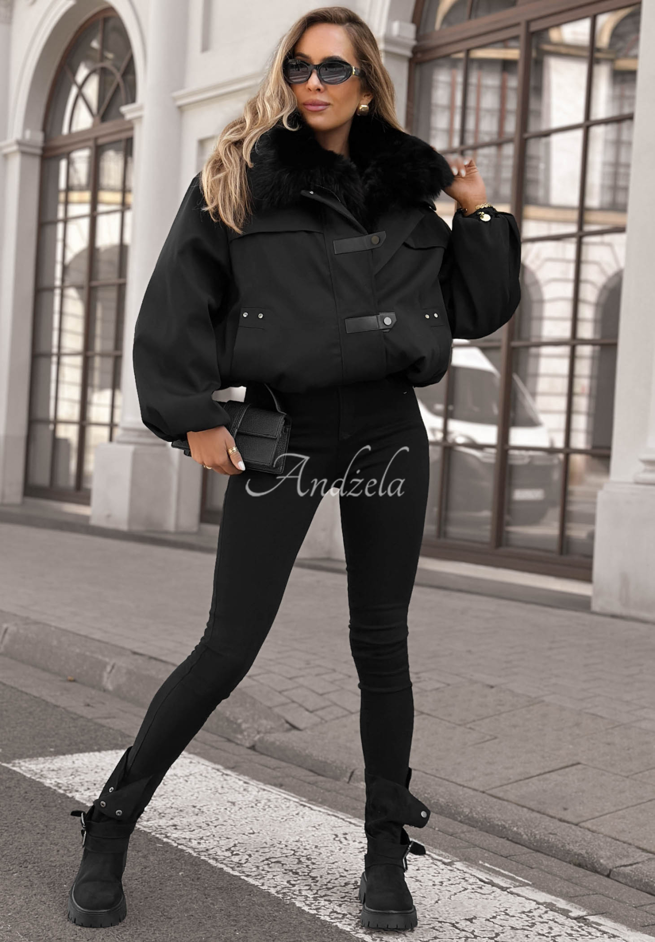Kurzer Parka mit Pelz Cold North Schwarz