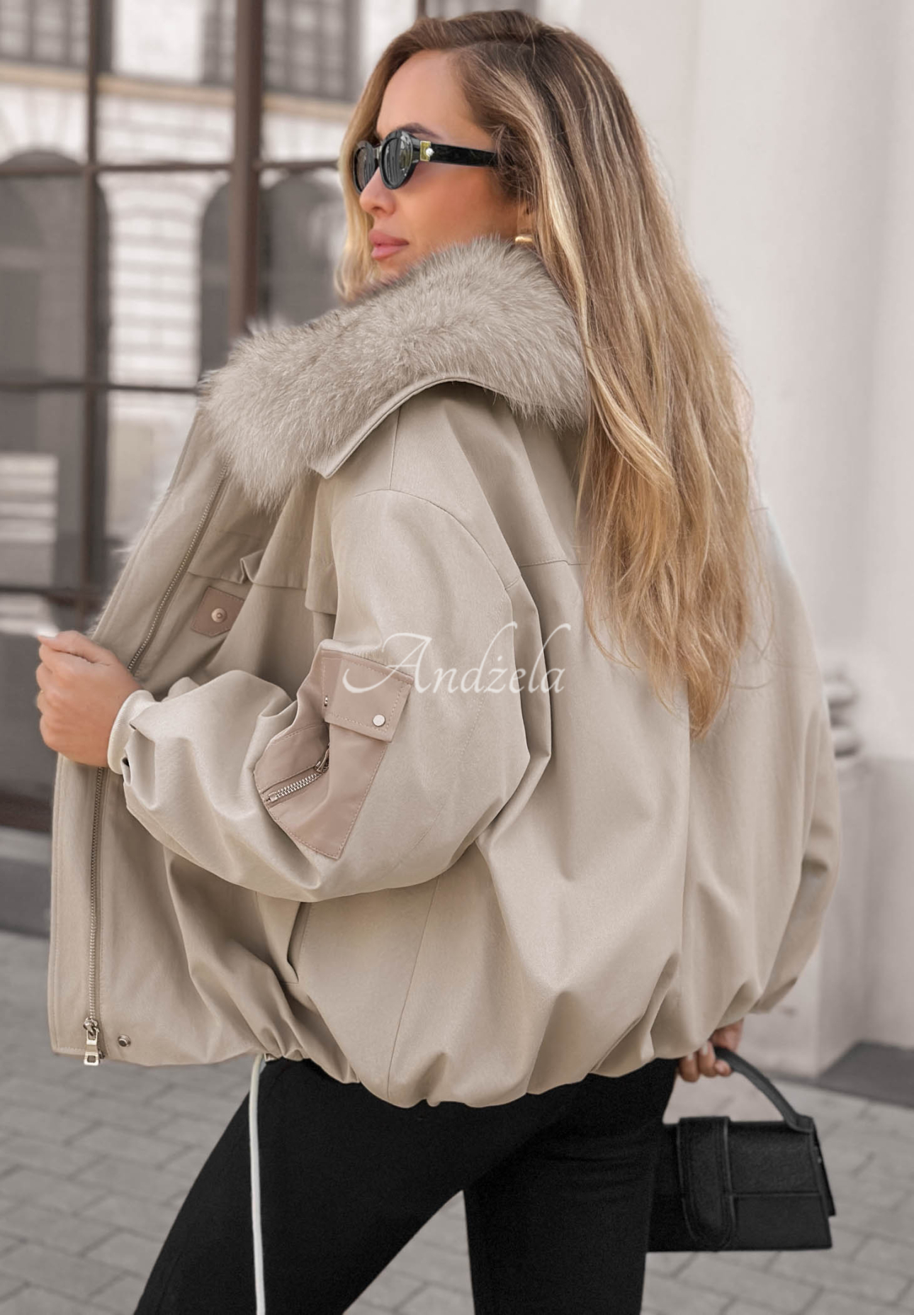 Kurzer Parka mit Pelz Cold North Grau