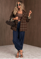 Blazer w kratę Timeless Mood Schokoladenbraun