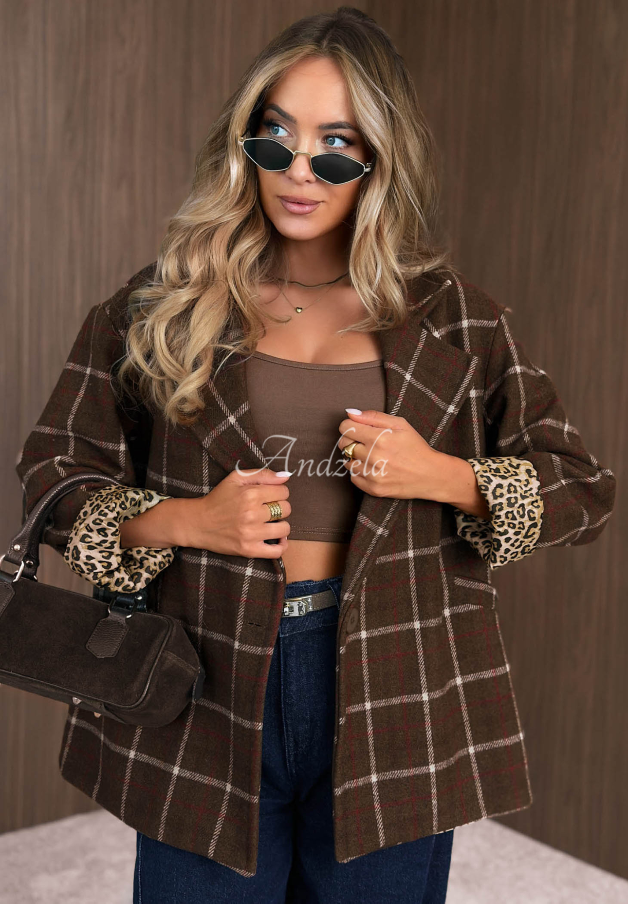 Karierter Oberbekleidungsblazer Timeless Mood Schokoladenbraun