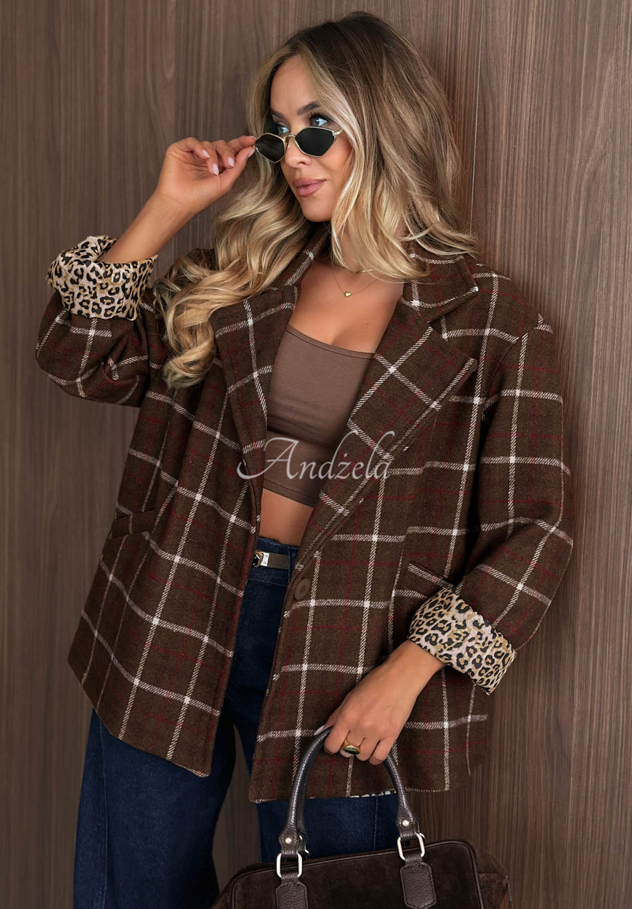 Karierter Oberbekleidungsblazer Timeless Mood Schokoladenbraun