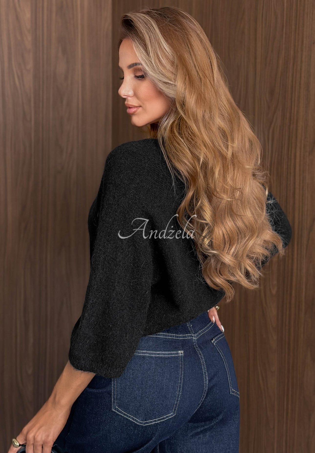 Weicher, übergroßer Woll- und Kaschmirpullover Soft Power Schwarz