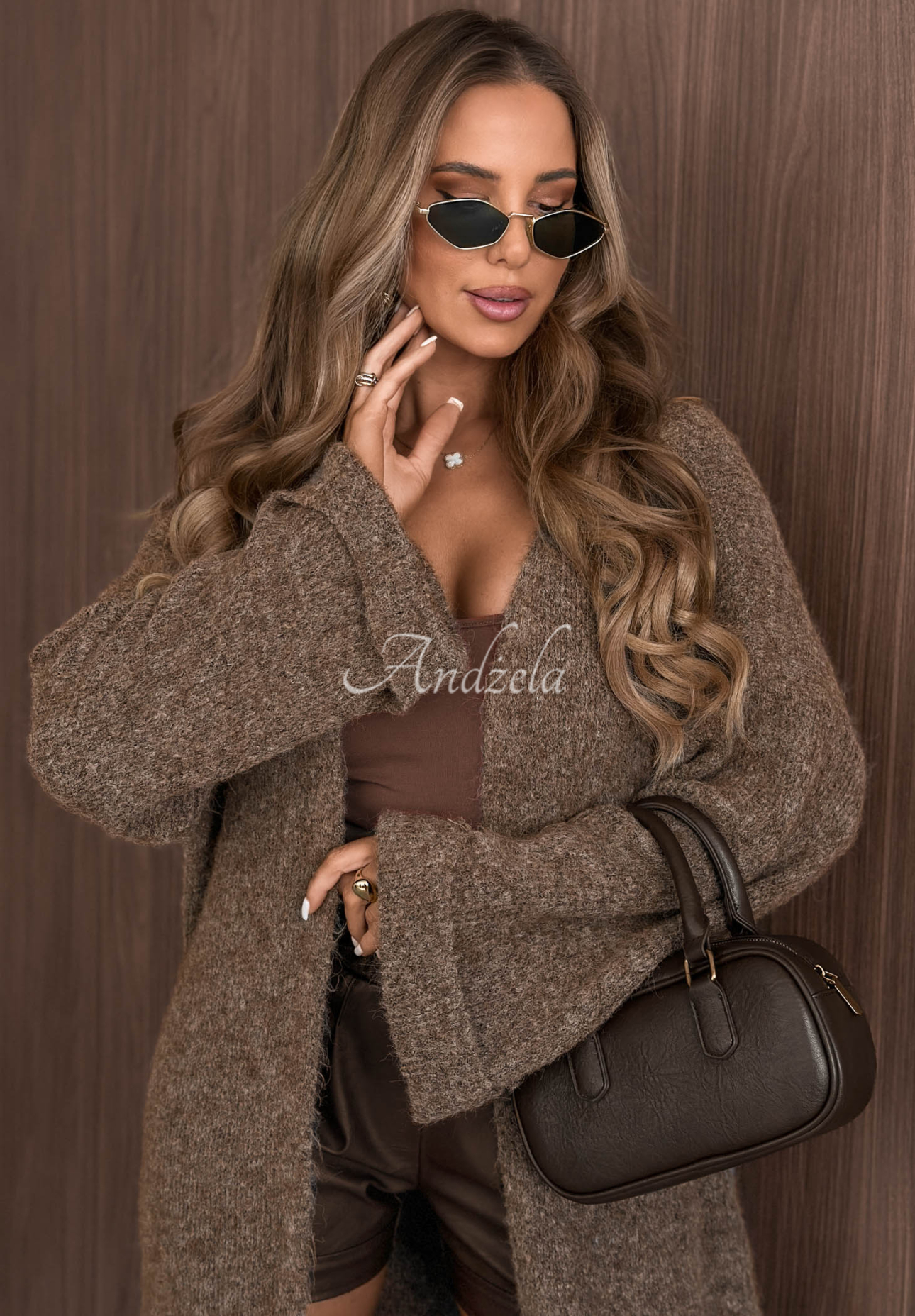 Langer Cardigan Cozy Haven Schokoladenbraun