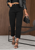 Hose Jeans mom fit z paskiem Soft Fog Schwarz