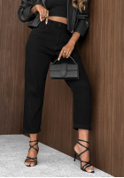 Hose Jeans mom fit z paskiem Soft Fog Schwarz