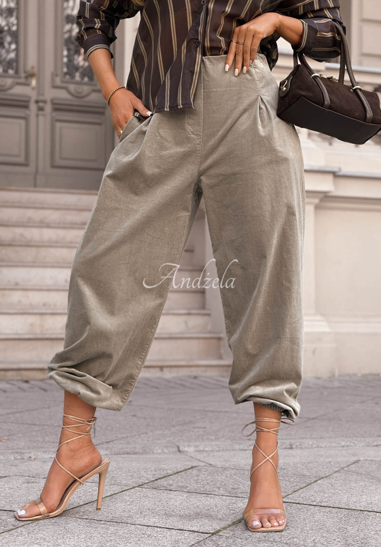 Samt-Jogginghose aus Baumwolle September Edit Beige