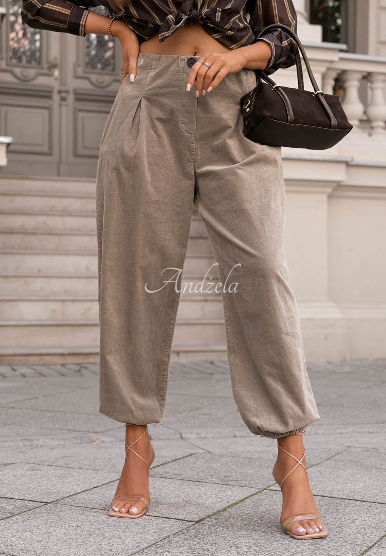 Samt-Jogginghose aus Baumwolle September Edit Beige