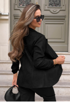 Klassisch Blazer bez zapięcia Flawless Style Schwarz