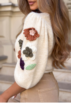 Pullover na krótki rękaw z kwiatami  Autumn Garden Ecru